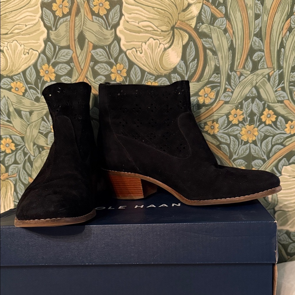 Cole Haan Black Suede Ankle Booties